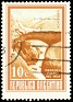 Argentina 1960 Inca Bridge, Mendoza. 10C Marrón y Amarillo Scott 696 A278b. Subida por SONYSAR